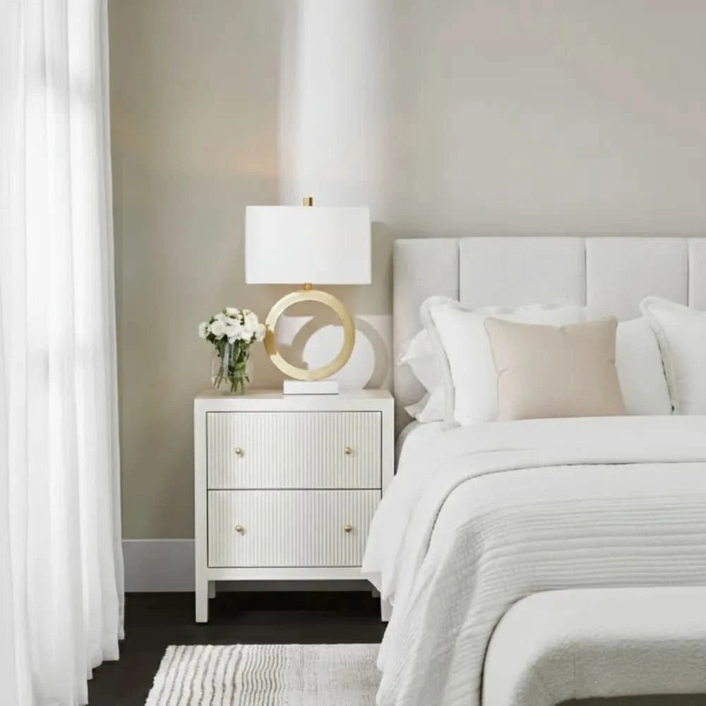 JAYLA LARGE GREY 2-DRAWER BEDSIDE TABLE - MyChocolateWood
