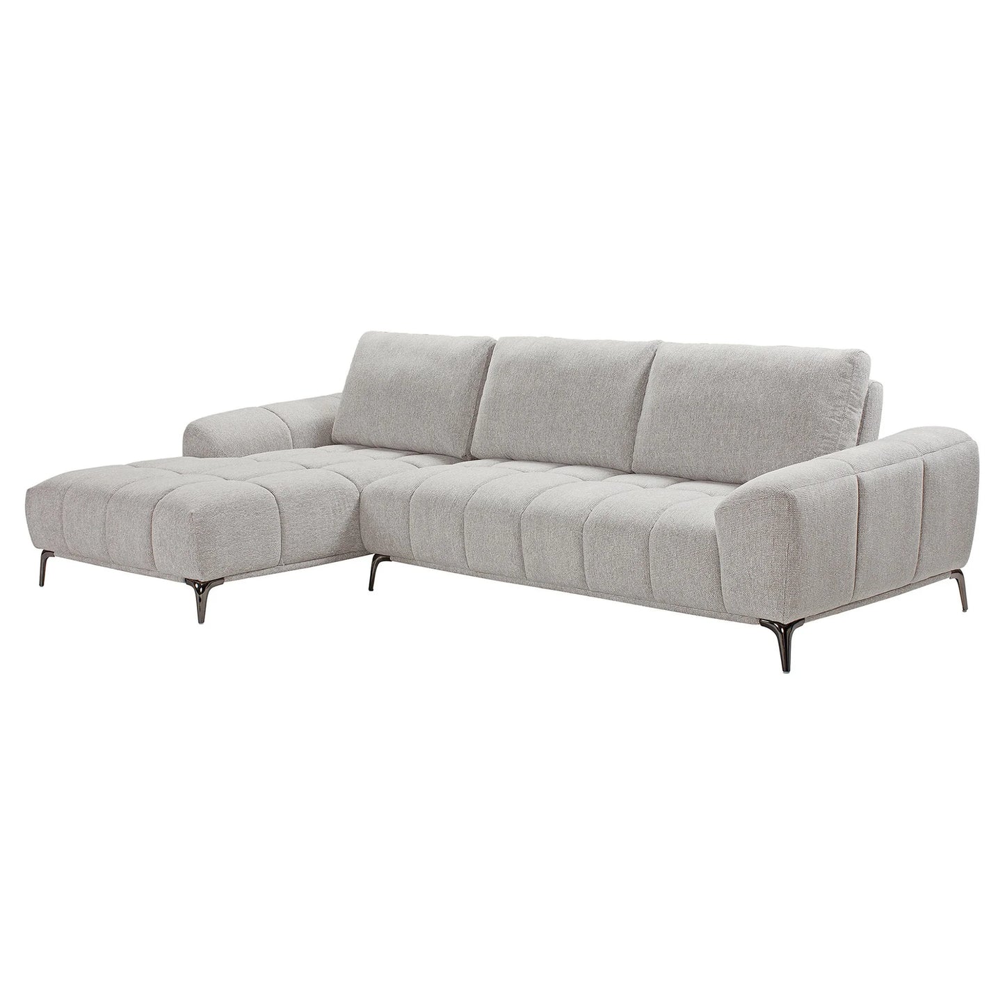 Joaquin Fabric 3-Seater Modular Corner Sofa with Sliding Backrest & LHF Chaise - Sky