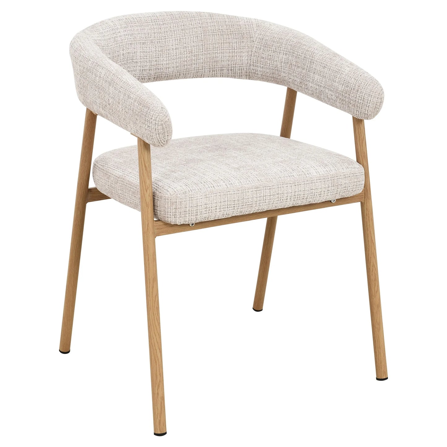 Enica Round Dining Table -120cm - White & Natural  & 4 Lyra Dining Chairs -Beige/oak