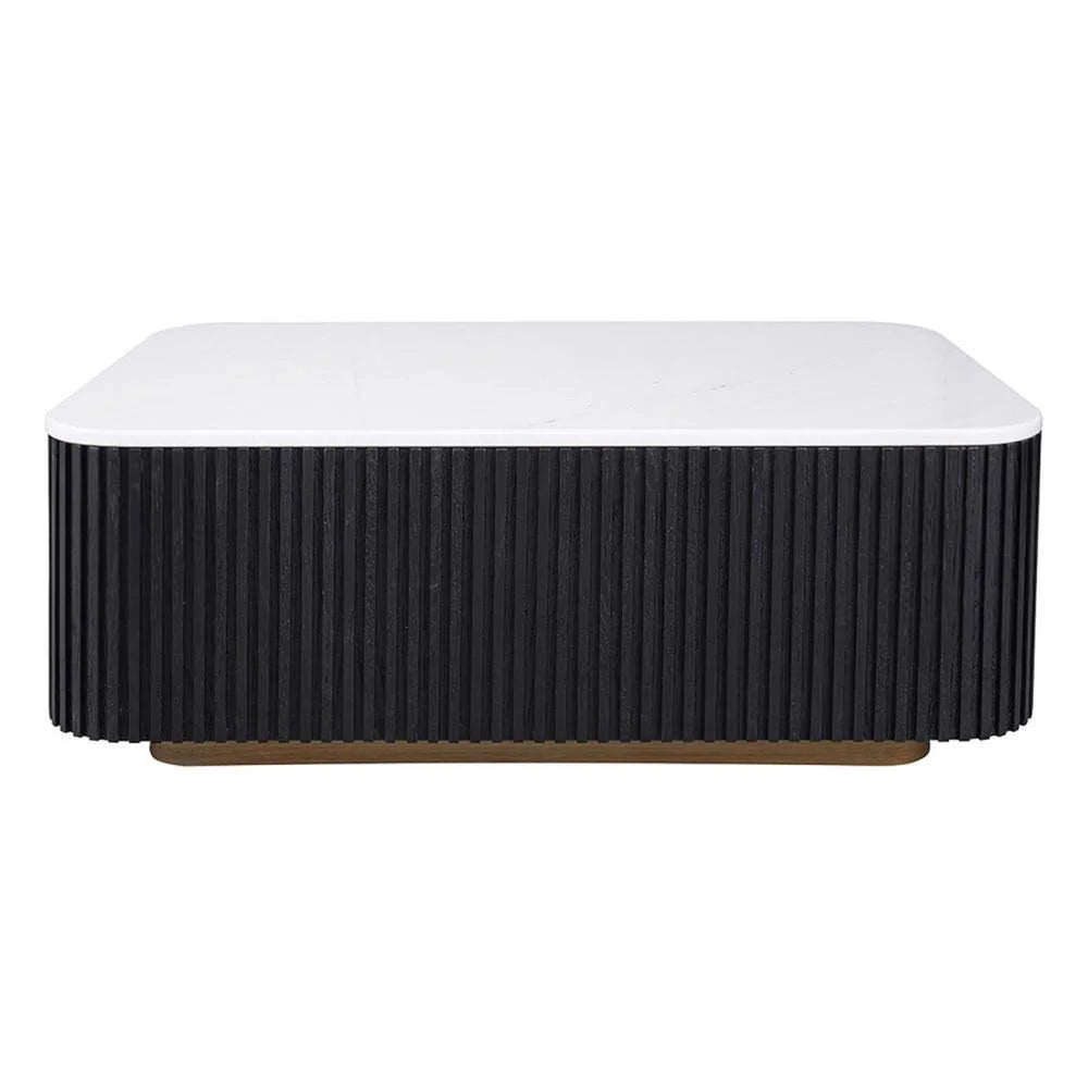 VERWOOD BRUSHED BLACK OAK WOOD BASE/SIVEC WHITE MARBLE TOP  COFFEE TABLE - MyChocolateWood