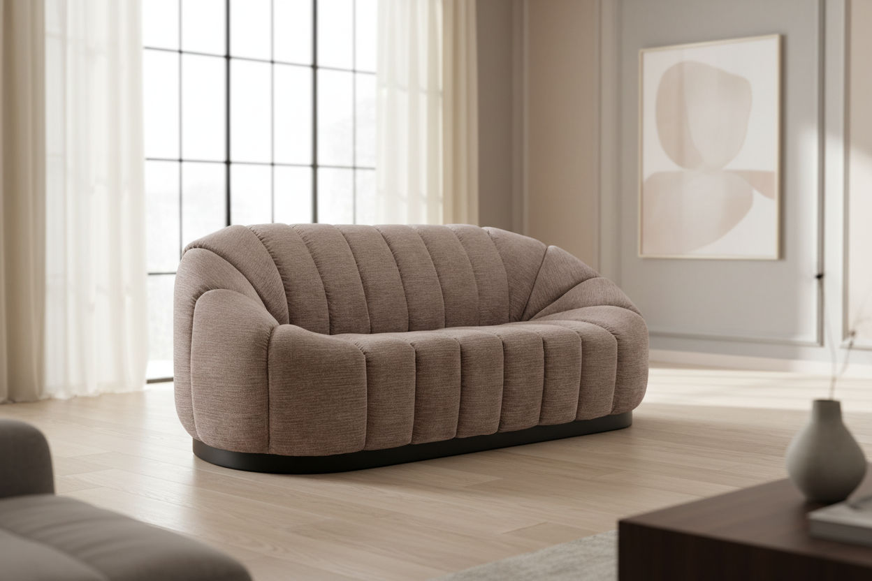 Madeley 2.5-Seater Chenille Sofa in Mink - Chocolate Wood