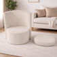 JYLAN FULL WHITE FABRIC ARMCHAIR  ACCENT CHAIR - MyChocolateWood