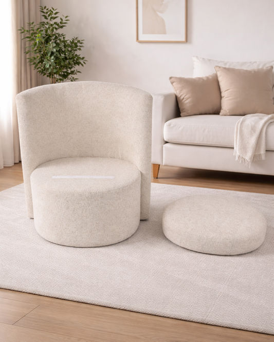 JYLAN FULL WHITE FABRIC ARMCHAIR ACCENT CHAIR - MyChocolateWood