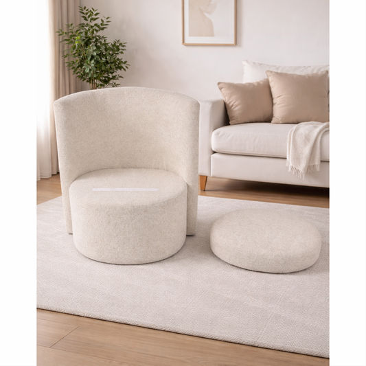 JYLAN FULL WHITE FABRIC ARMCHAIR ACCENT CHAIR - MyChocolateWood