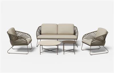 Havers 4-Piece Outdoor Lounge Set in Moss Green - Chocolate Wood