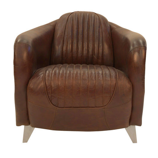 PINTO VINTAGE  LEATHER ARMCHAIR TOP GRAIN COW HIDE - MyChocolateWood
