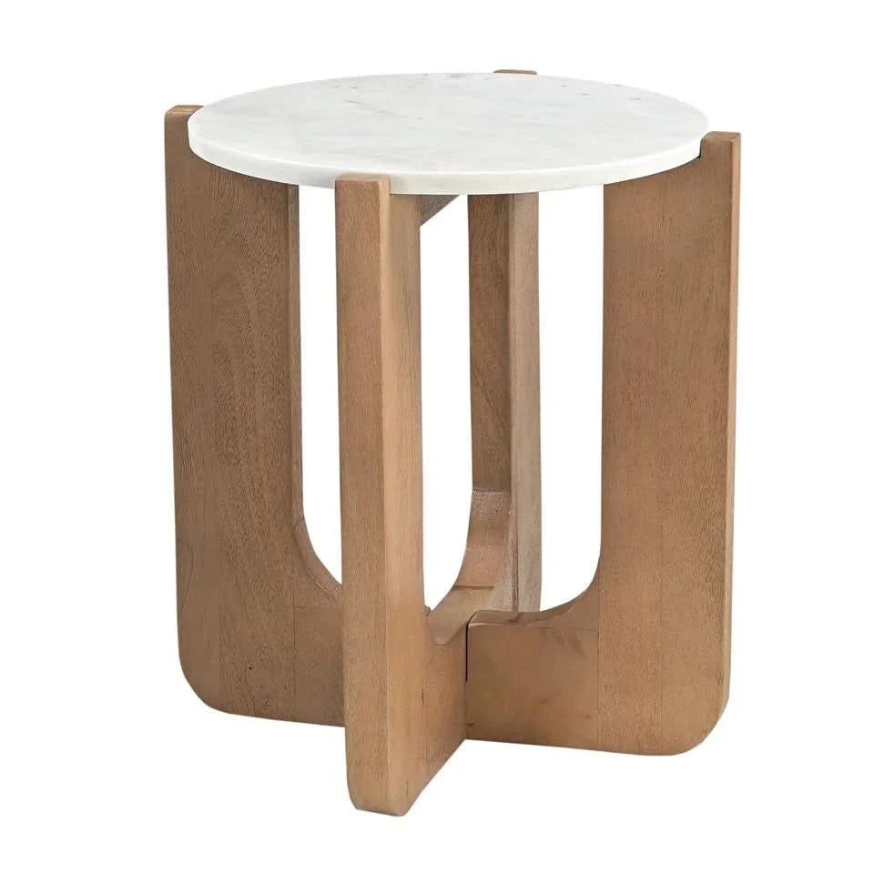 Nadia Mango Hardwood & Marble Lamp Table / Side Table