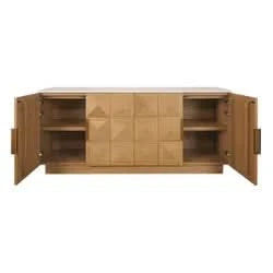 HAMPSHIRE WHITE MARBLE/NATURAL OAK 4-DOOR BUFFET/SIDEBOARD - MyChocolateWood