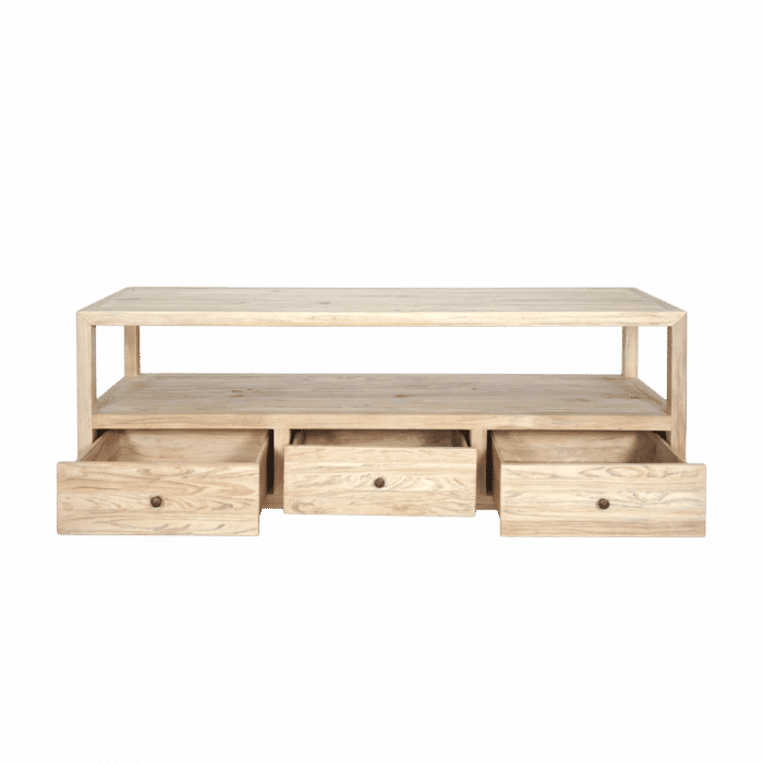 JOELLE 3-DRAWER TELEVISION UNIT ETU DISTRESSED NATURAL - MyChocolateWood