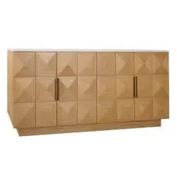 HAMPSHIRE WHITE MARBLE/NATURAL OAK 4-DOOR BUFFET/SIDEBOARD - MyChocolateWood