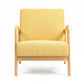 DAXTON ARMCHAIR  ACCENT CHAIR - NATURAL RUBBERWOOD FRAME/YELLOW FABRIC