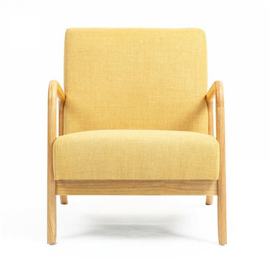 DAXTON ARMCHAIR ACCENT CHAIR - NATURAL RUBBERWOOD FRAME/YELLOW FABRIC - MyChocolateWood