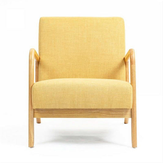 DAXTON ARMCHAIR ACCENT CHAIR - NATURAL RUBBERWOOD FRAME/YELLOW FABRIC - MyChocolateWood