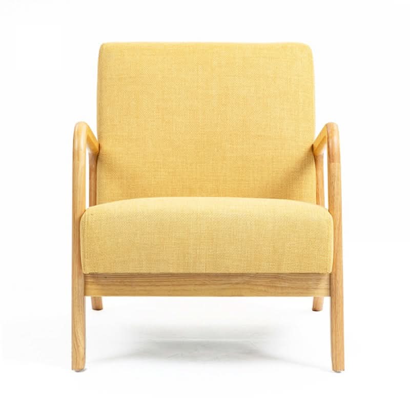 DAXTON ARMCHAIR  ACCENT CHAIR - NATURAL RUBBERWOOD FRAME/YELLOW FABRIC
