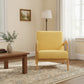 DAXTON ARMCHAIR  ACCENT CHAIR - NATURAL RUBBERWOOD FRAME/YELLOW FABRIC - MyChocolateWood