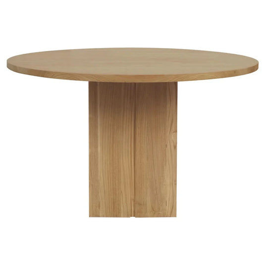 NEWPORT SOLID MAHOGANY ROUND DINING TABLE 120CM - NATURAL