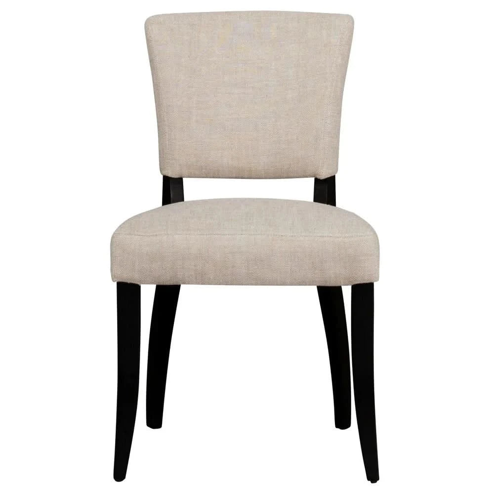 SET OF 2 CAVENDISH LINEN DINING CHAIR BEIGE/BLACK - MyChocolateWood