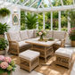 Nola 6-Piece Outdoor Corner Wicker Sofa Set in Natural / Stone