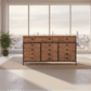 BASIL RECLAIMED OAK & IRON SIDEBOARD BUFFET 3 DRAWERS 3 DOORS LIGHT NATURAL - MyChocolateWood