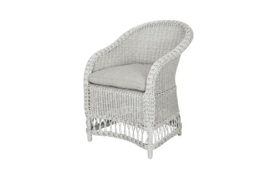 DANARA OUTDOORS RATTAN DINING CHAIR WHITE FADED GREY - MyChocolateWood