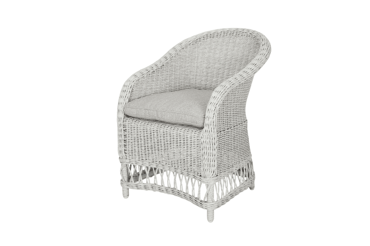 DANARA OUTDOORS RATTAN DINING CHAIR WHITE FADED GREY - MyChocolateWood
