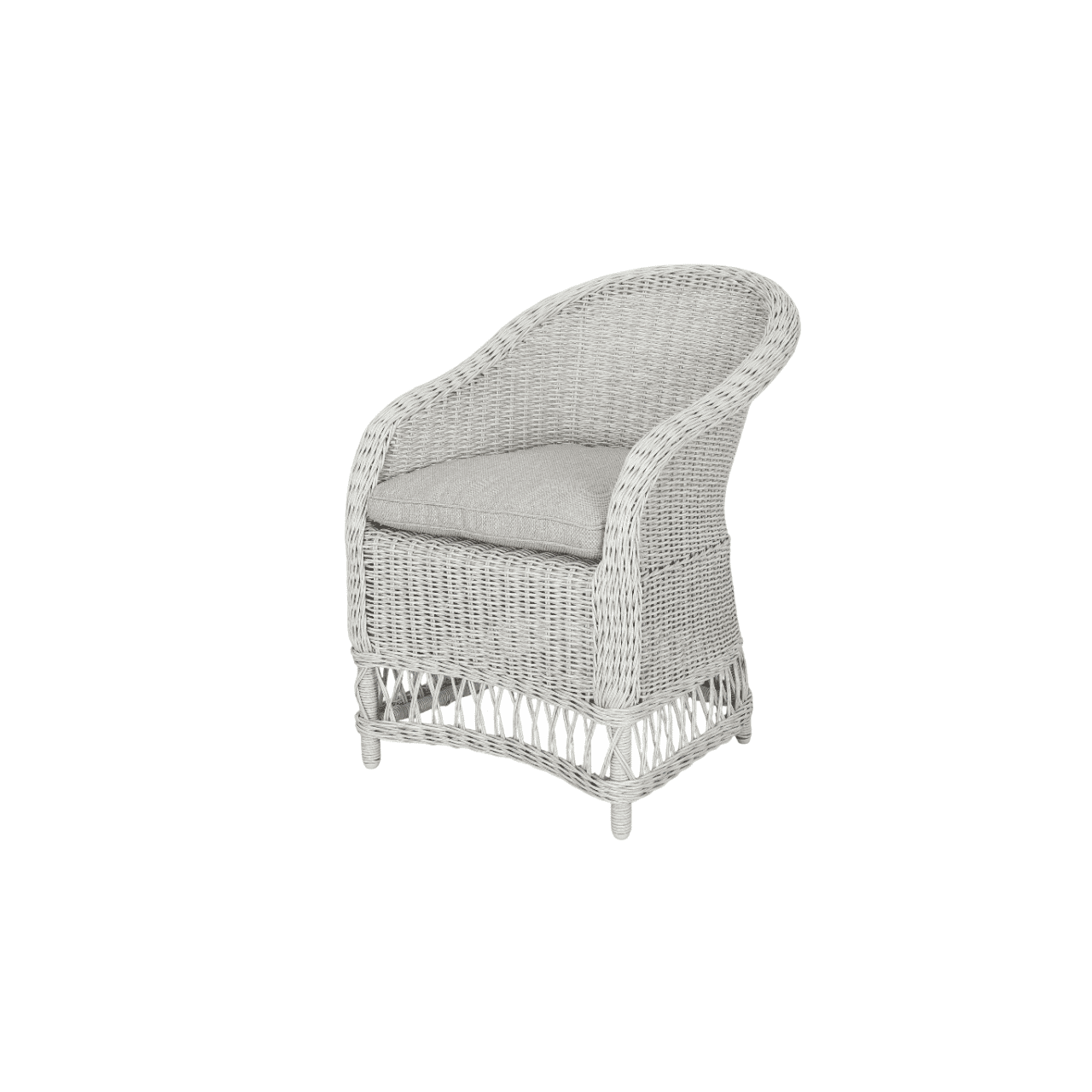 Danara Outdoor Rattan Dining Chair in White Faded Grey - Chocolate Wood