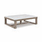 Herrington Oak Coffee Table in Greyish-Brown Wood Tone with Natural Marble Table Top