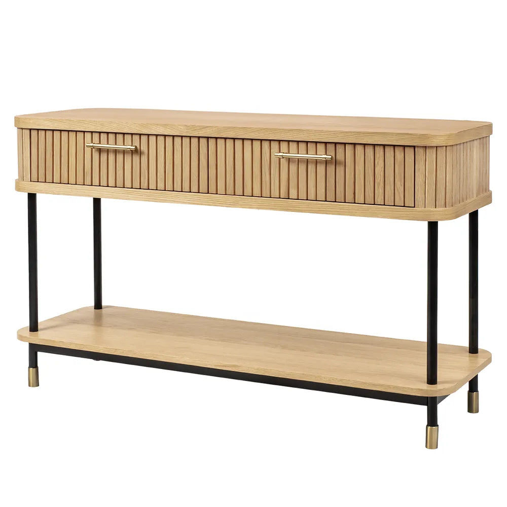 PEMBROKE OAK 2-DRAWER CONSOLE TABLE/HALL TABLE NATURAL - MyChocolateWood
