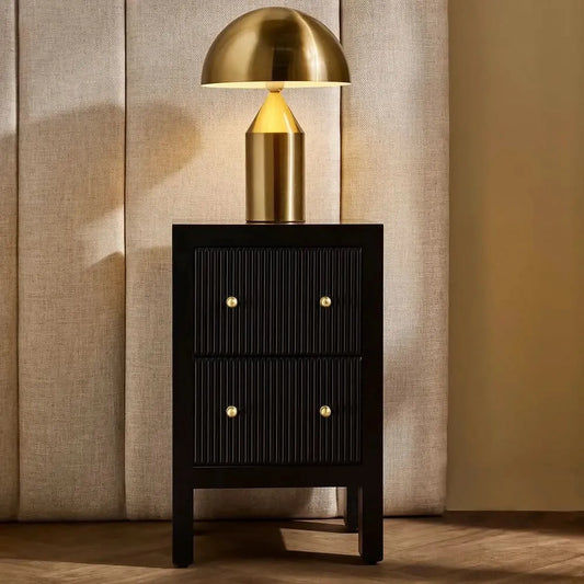 JAYLA PETITE BLACK 2-DRAWER BEDSIDE TABLE - MyChocolateWood