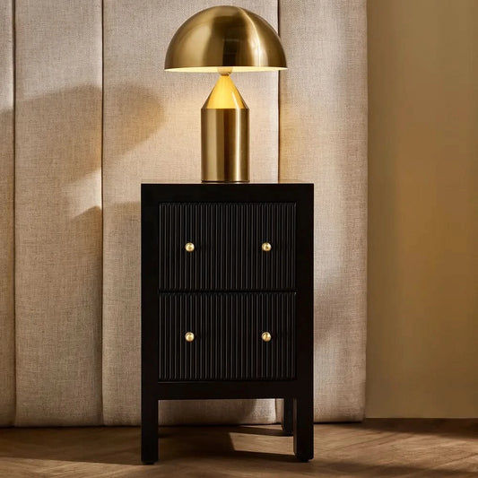 JAYLA PETITE BLACK 2-DRAWER BEDSIDE TABLE - MyChocolateWood
