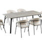 ELEKTRA 7 PIECE RECTANGULAR DINING SET: 1 MARBLE LOOK DINING TABLE 200CM & 6 BEIGE ELEKTRA DINING CHAIRS - MyChocolateWood