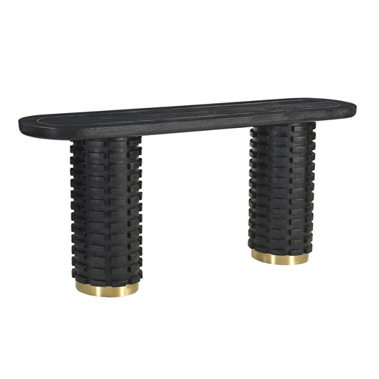 Raven Handmade Solid Mango Console Table/Hall Table with Gold Accents