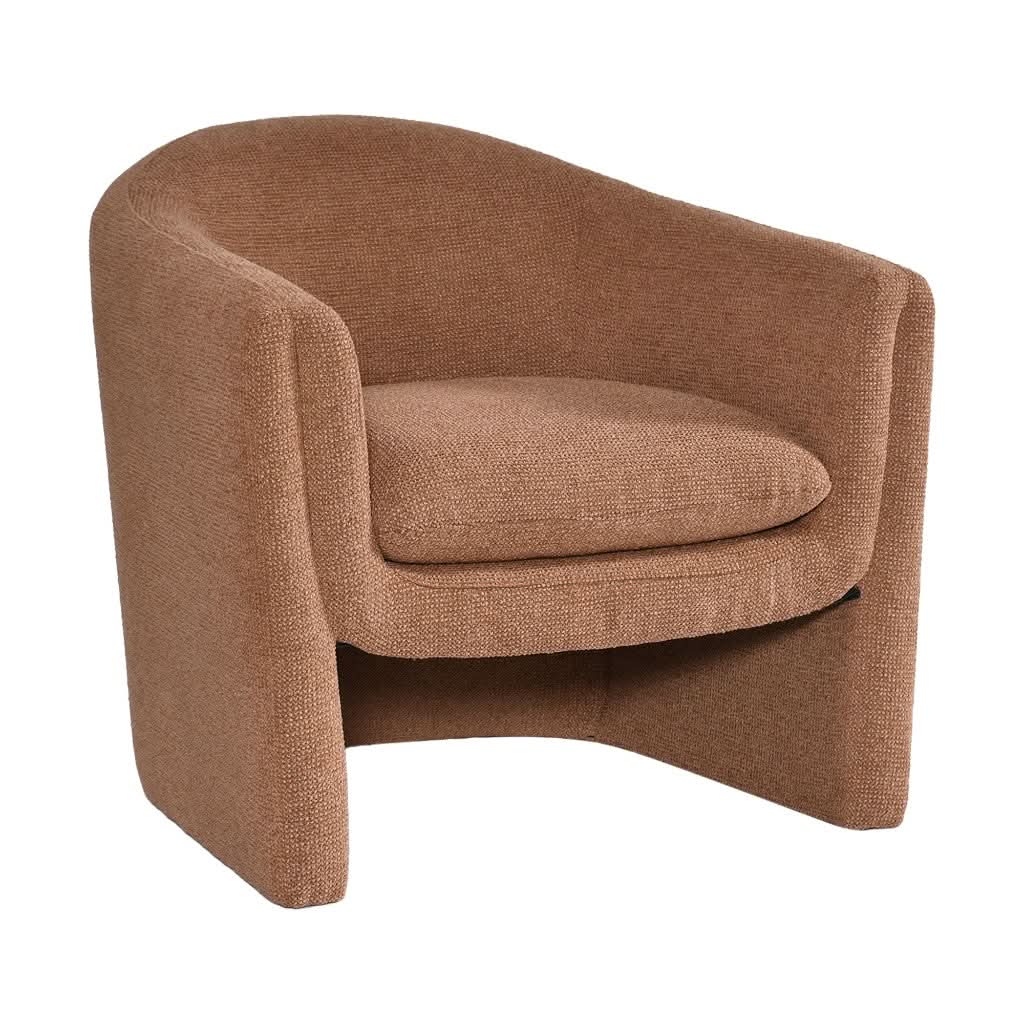 Magna Contemporary Fabric Armchair in Cinnamon - Chocolate Wood