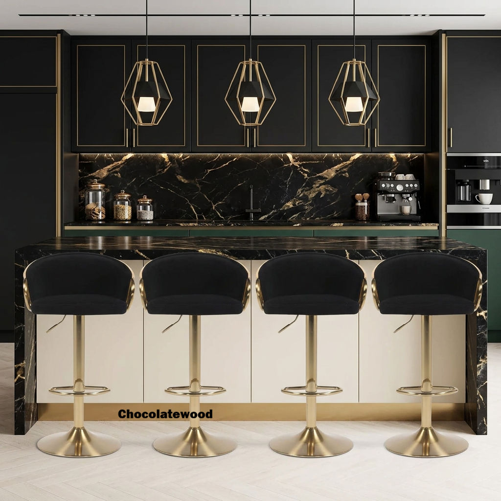 Cilla Gas Lift Swivel Bar Stool Black & Gold