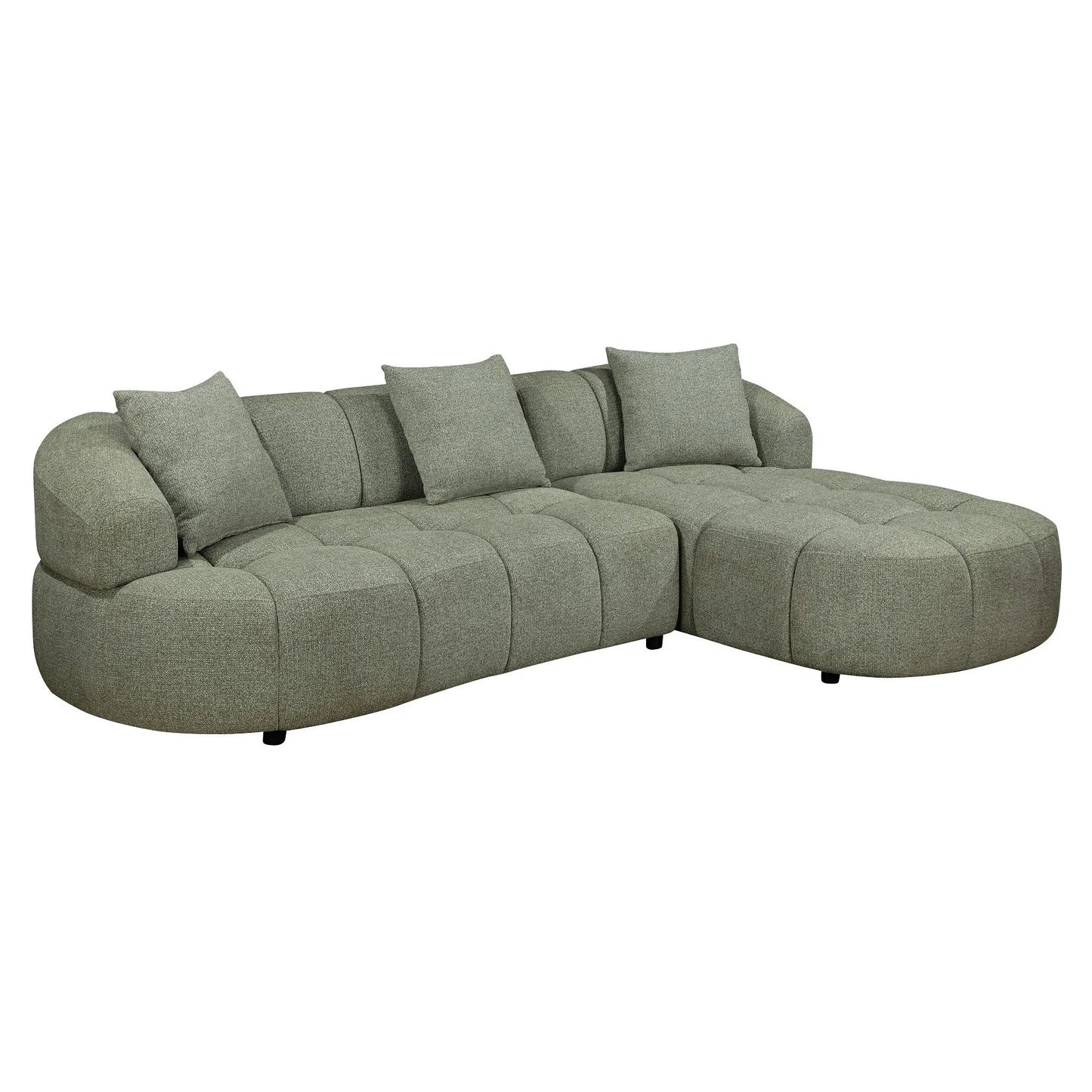 Elvina Fabric 2-Seater Sofa w/ RHF Chaise Pistachio