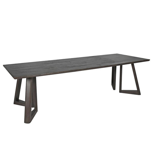 Carlsbad Mango Wood Dining Table by MyChocolateWood, 220cm length, black finish, showcasing smooth mango wood surface and sturdy legs.