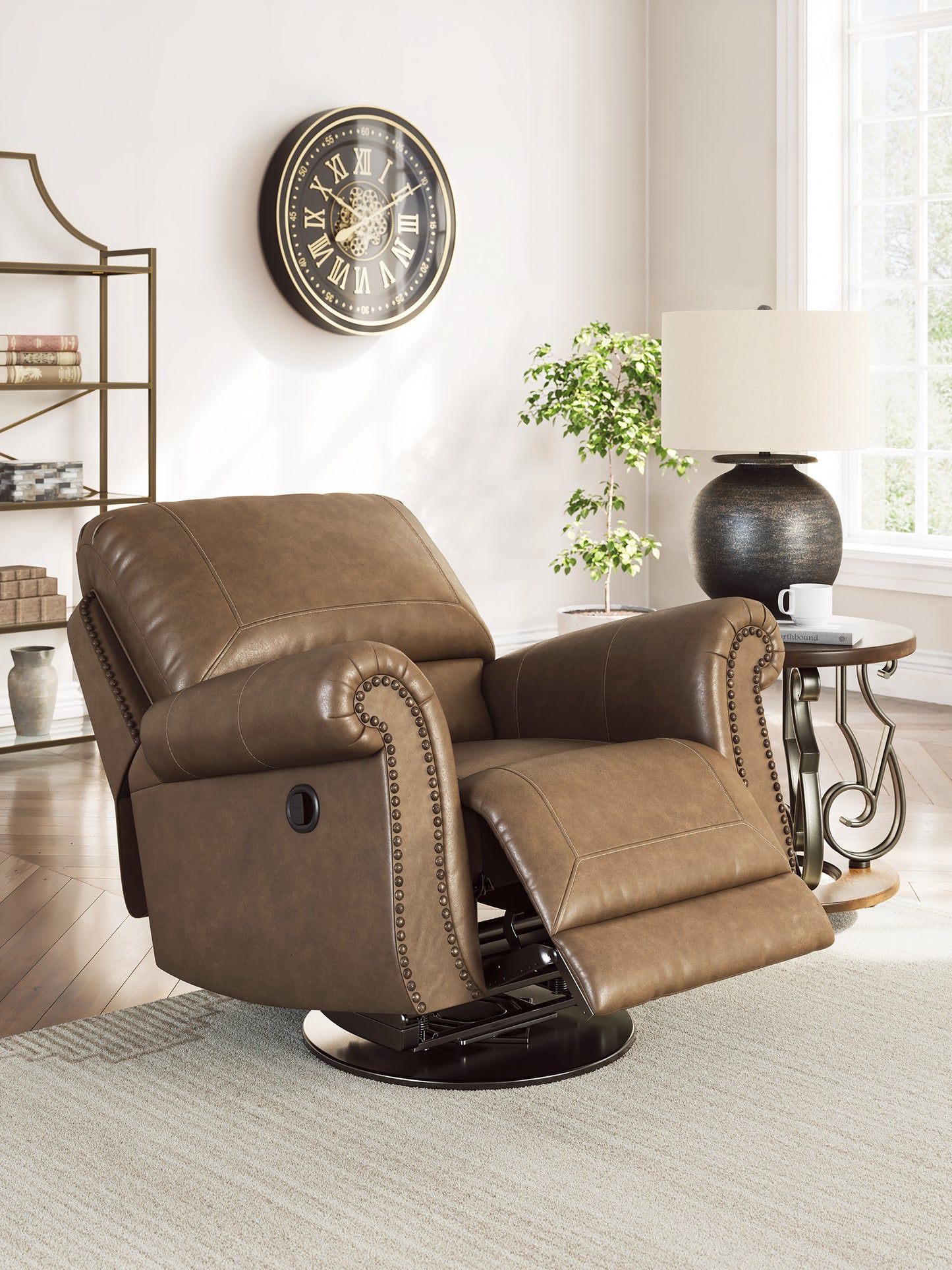 EMBER FAUX LEATHER 1 SEATER RECLINER ARMCHAIR/ROCKING CHAIR BROWN - MyChocolateWood