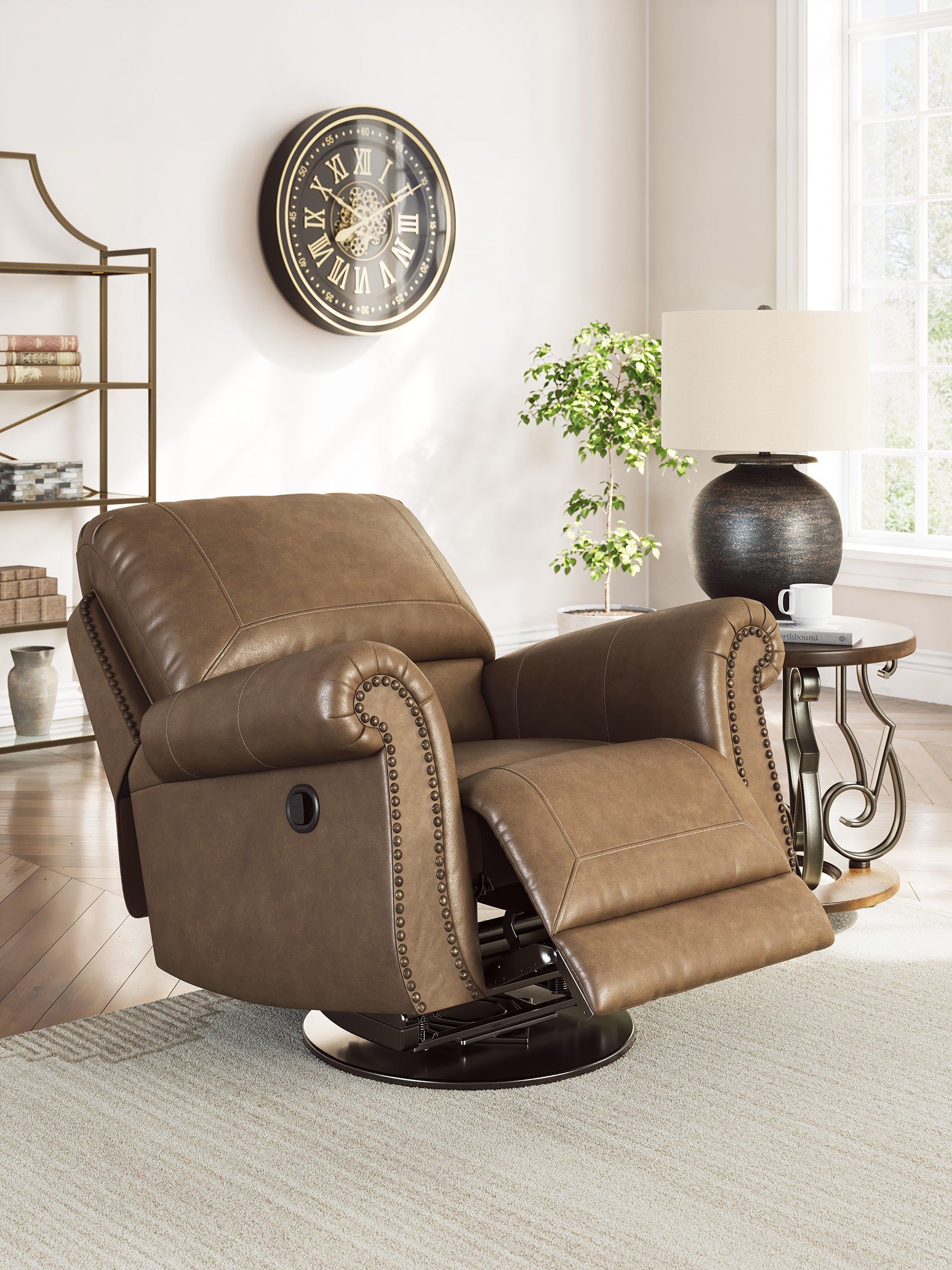 EMBER FAUX LEATHER 1 SEATER RECLINER ARMCHAIR/ROCKING CHAIR BROWN - MyChocolateWood