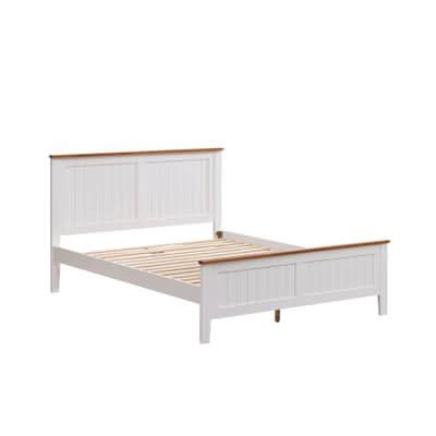 Pippa Rubberwood Double Bed White/Mid-Brown