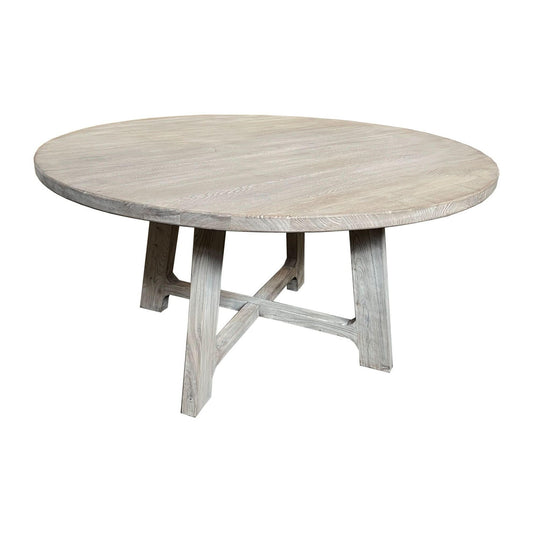NEVANA RECYCLED ELM TIMBER ROUND DINING TABLE 150CM. DIA.