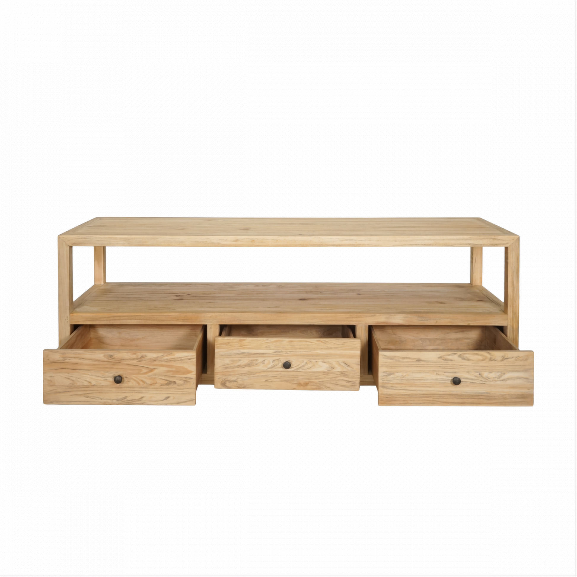 Joelle 3-Drawer TV Unit in Distressed Rustic - Chocolate Wood