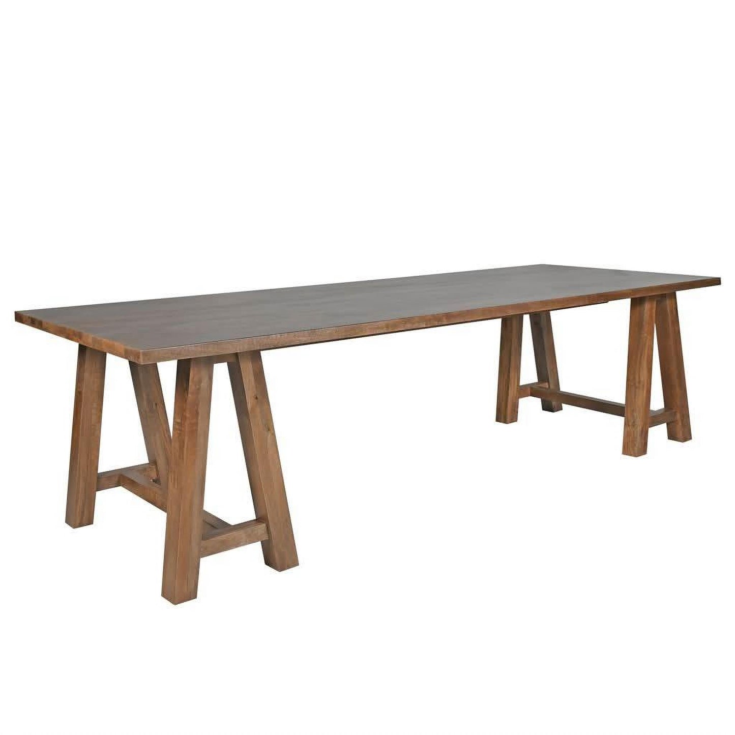 Gila Solid Mango Wood Dining Table 280cm in French Grey - Chocolate Wood