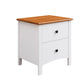 Pippa Rubberwood 2-Drawer Bedside Table White/Mid-Brown