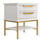 MORETTI 2-DRAWER BEDSIDE TABLE SATIN WHITE/GOLD SMALL - MyChocolateWood