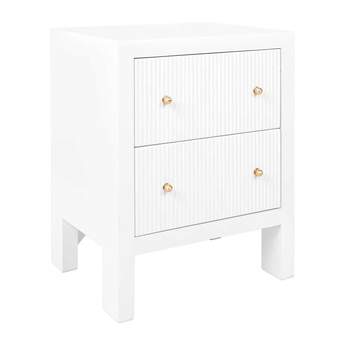 JAYLA SMALL WHITE  2-DRAWER BEDSIDE TABLE - MyChocolateWood