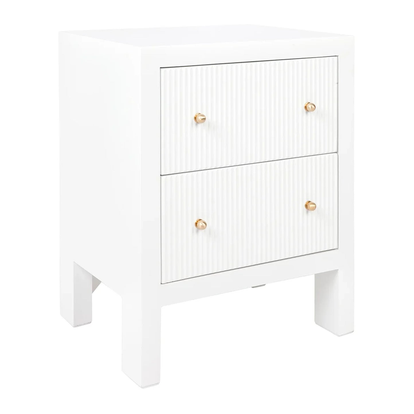 Jayla Small 2-Drawer Bedside Table in White - Chocolate Wood