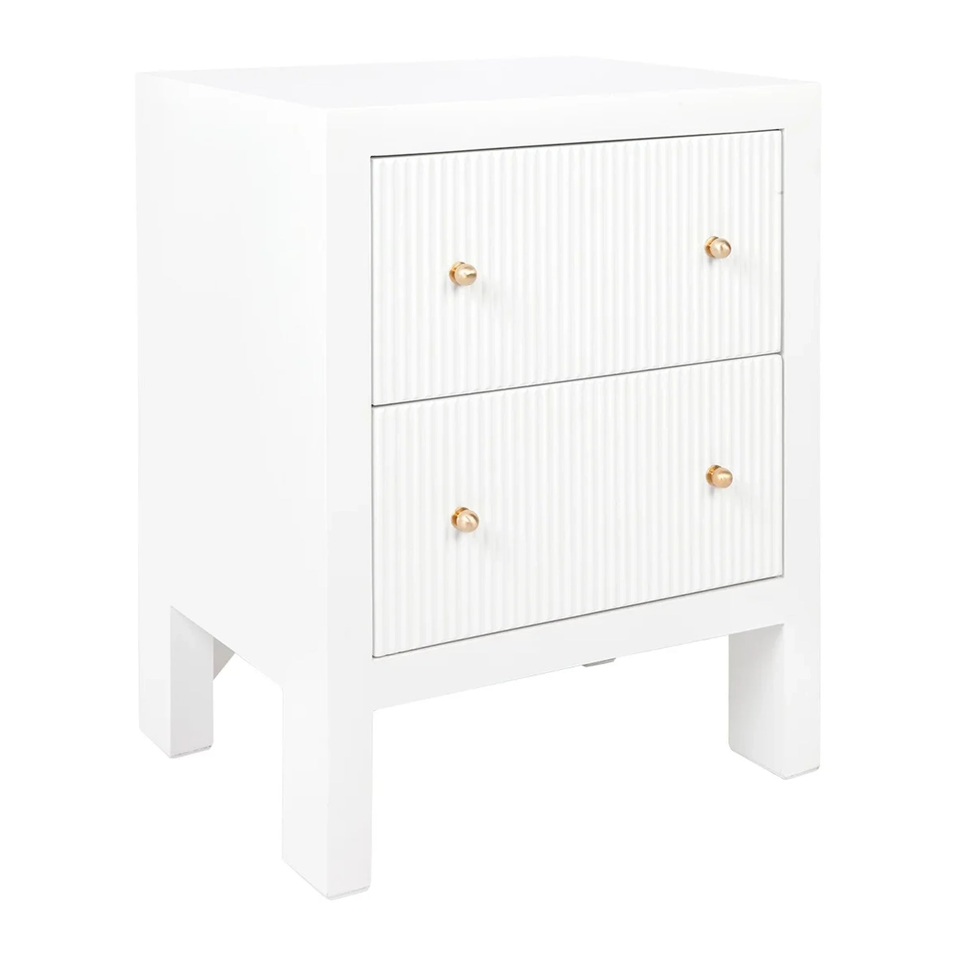 Jayla Small 2-Drawer Bedside Table in White - Chocolate Wood