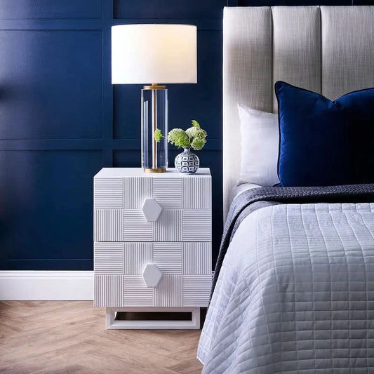 TALISA CONTEMPORARY 2-DRAWER SMALL BEDSIDE TABLE WHITE