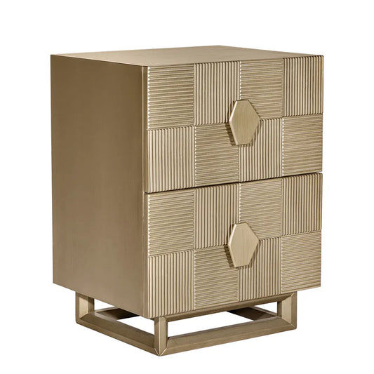 TALISA CONTEMPORARY 2-DRAWER SMALL BEDSIDE TABLE ANTIQUE GOLD