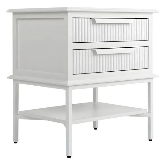 MORETTI 2-DRAWER BEDSIDE TABLE SATIN WHITE SMALL - MyChocolateWood